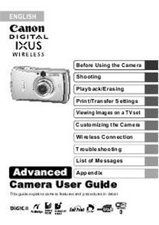 Canon Digital Ixus Wireless manual. Camera Instructions.